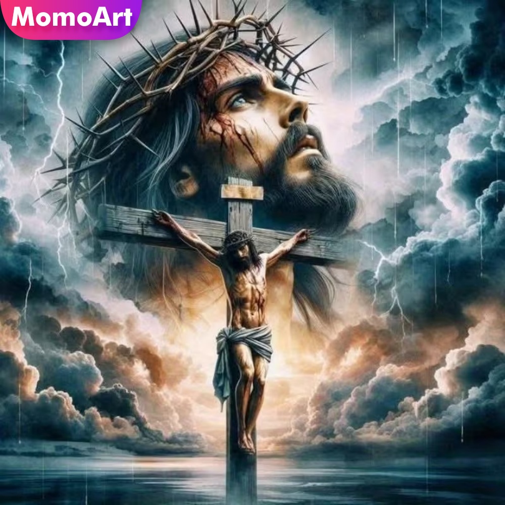 Embroidery Jesus - Алмазная мозаика Momoart: Портрет человека, религиозный
