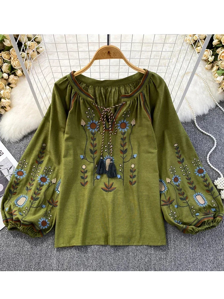 Embroidery Uniform - Женская весенняя блузка в этническом стиле