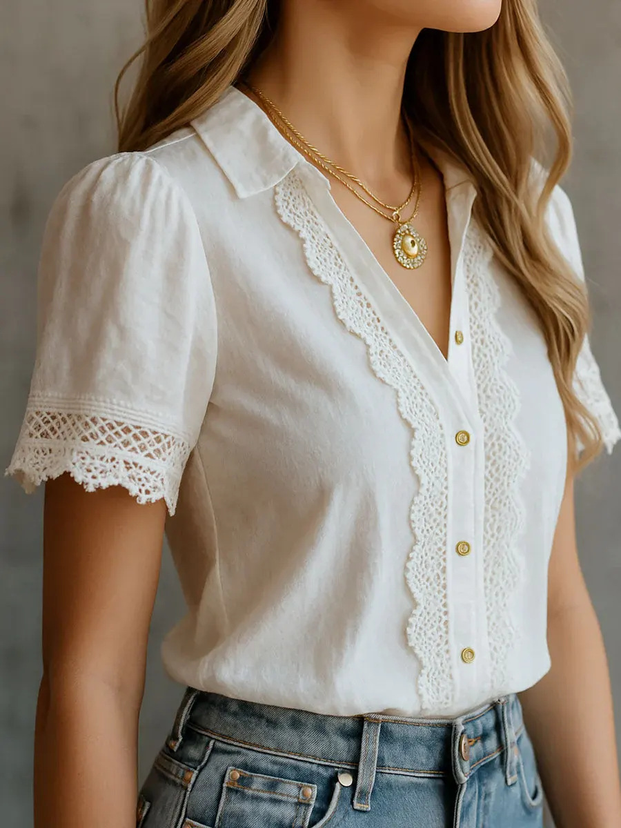 Embroidery Uniform - Элегантные женские рубашки, повседневные однотонные блузки