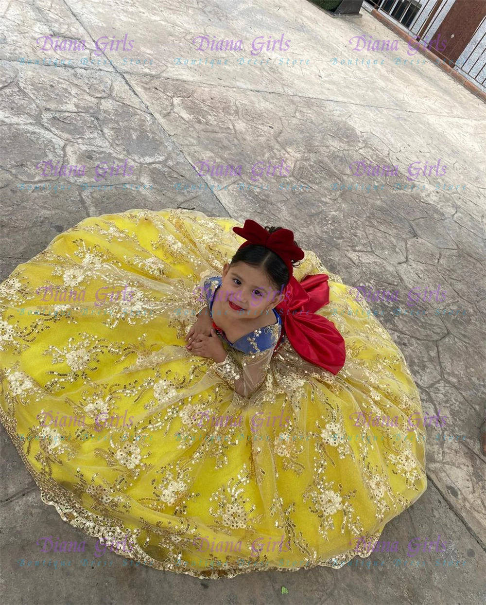 Embroidery Yellow Flower - Качественное милое желтое тюлевое пышное платье