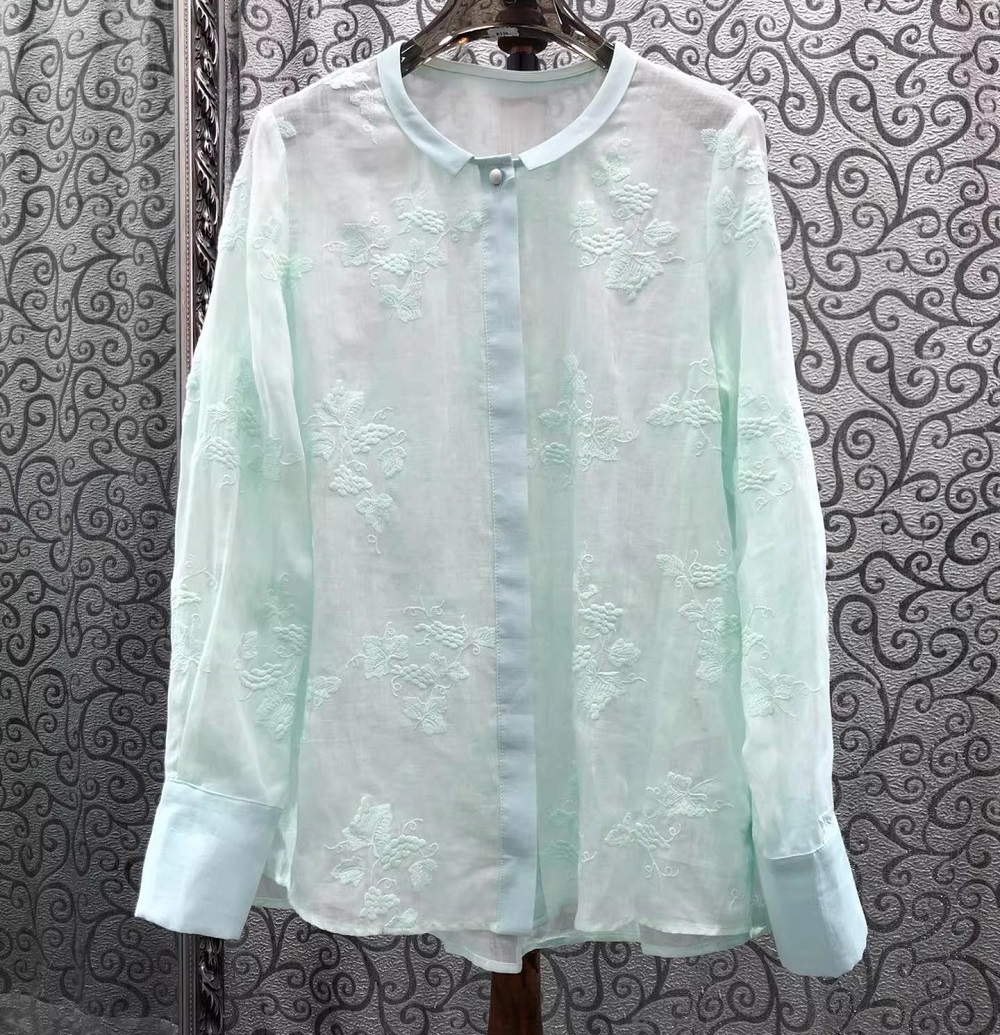 Embroidery Yellow Flower - Высококачественные Новые Модные Блузки 2026 Весна