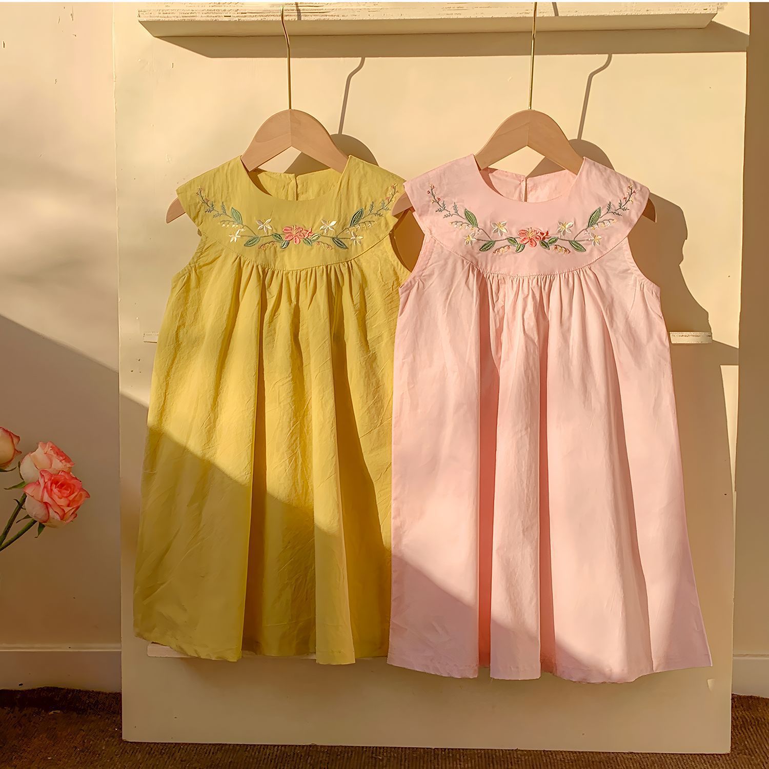 Embroidery Yellow Flower - Новые летние повседневные платья для девочек
