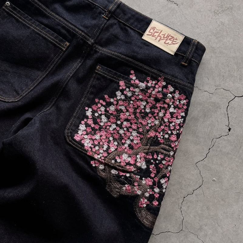Джинсы Y2K в винтажном стиле с – обзор и цена Embroidery Jeans Sakura
